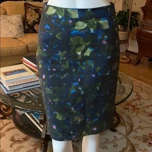 Navy watercolor pencil skirt by J. Crew